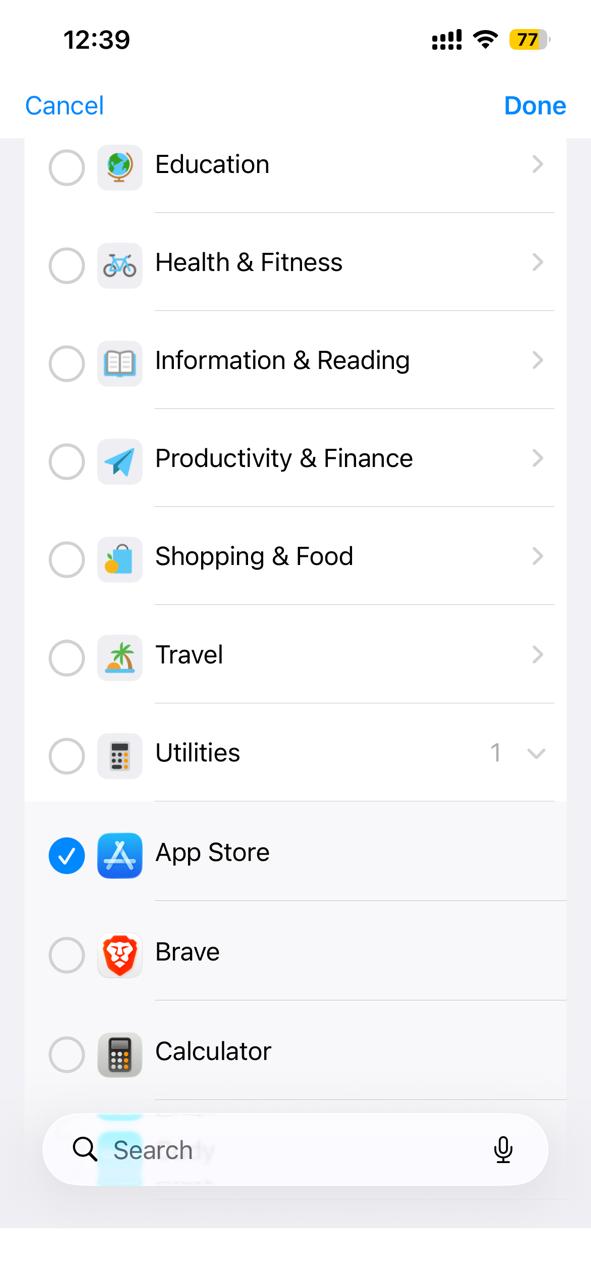 Kahf Kids App Blocker showing Roblox and the App Store permanently blocked