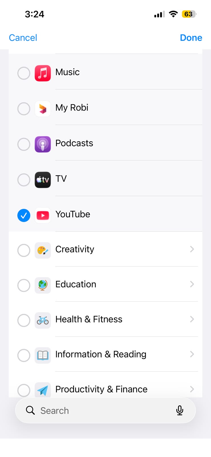 Block Apps screen in Kahf Kids App Blocker